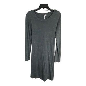 Cable & Gauge Womens Dress Adult Size Large Cotton Gray Tie Waist Long Sleeve
